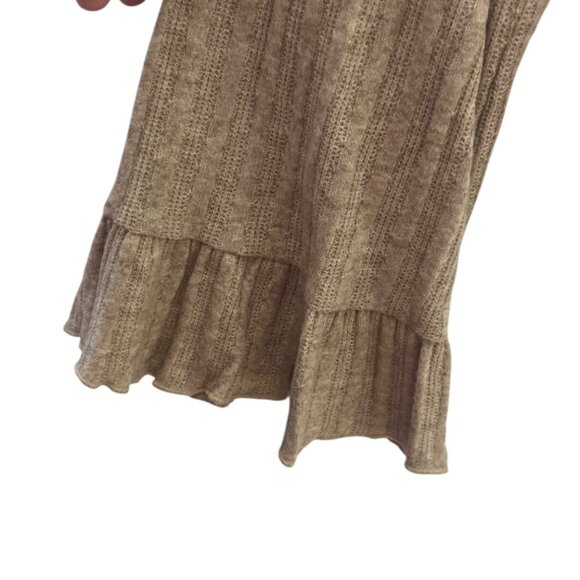 Peach Love California Ruffle Knit Sweater Top Womens Medium Tan New WOT - Picture 5 of 7